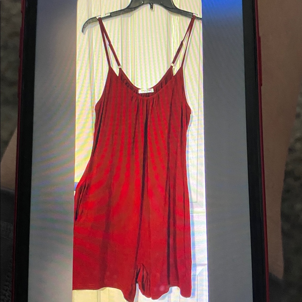 Elegant Red Women's Romper